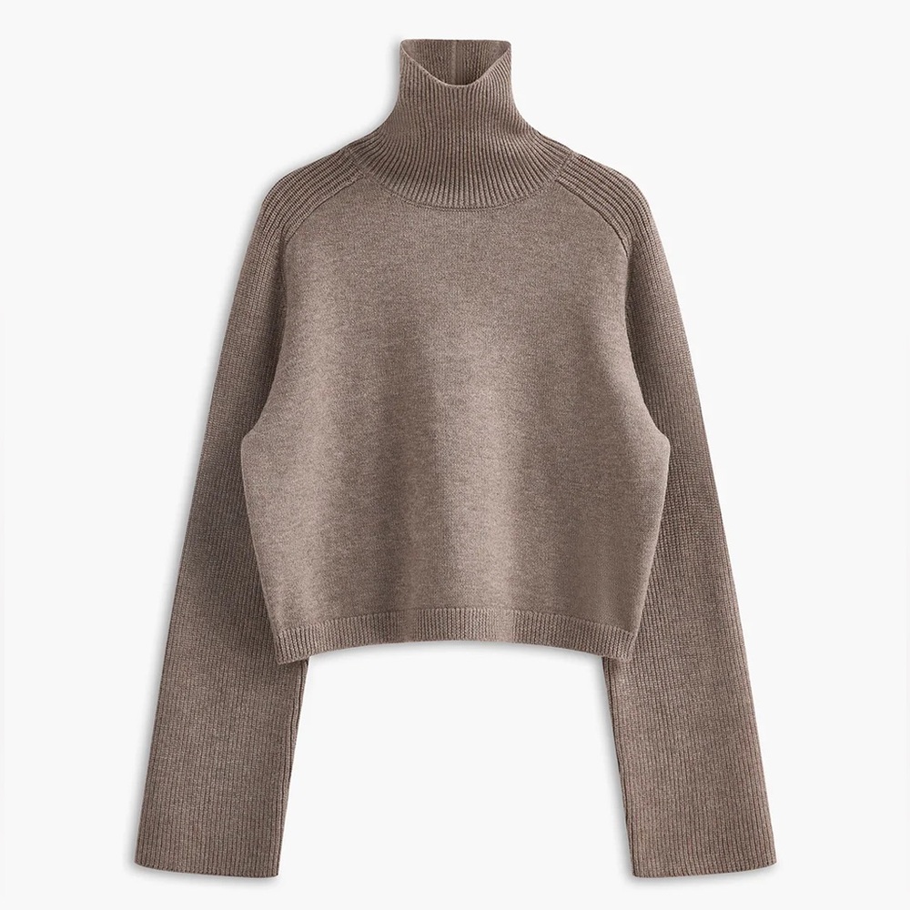 COMMENSE Ribbed Turtleneck Short Sweater - size Small - Picture 8 of 9